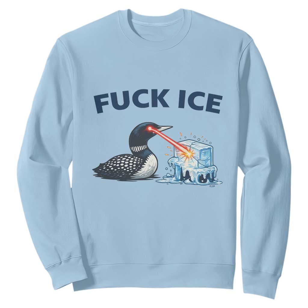 Minnesota Anti ICE Immigration Protest Ladies Sweatshirt Fuck Ice TS14 Light Blue Print Your Wear