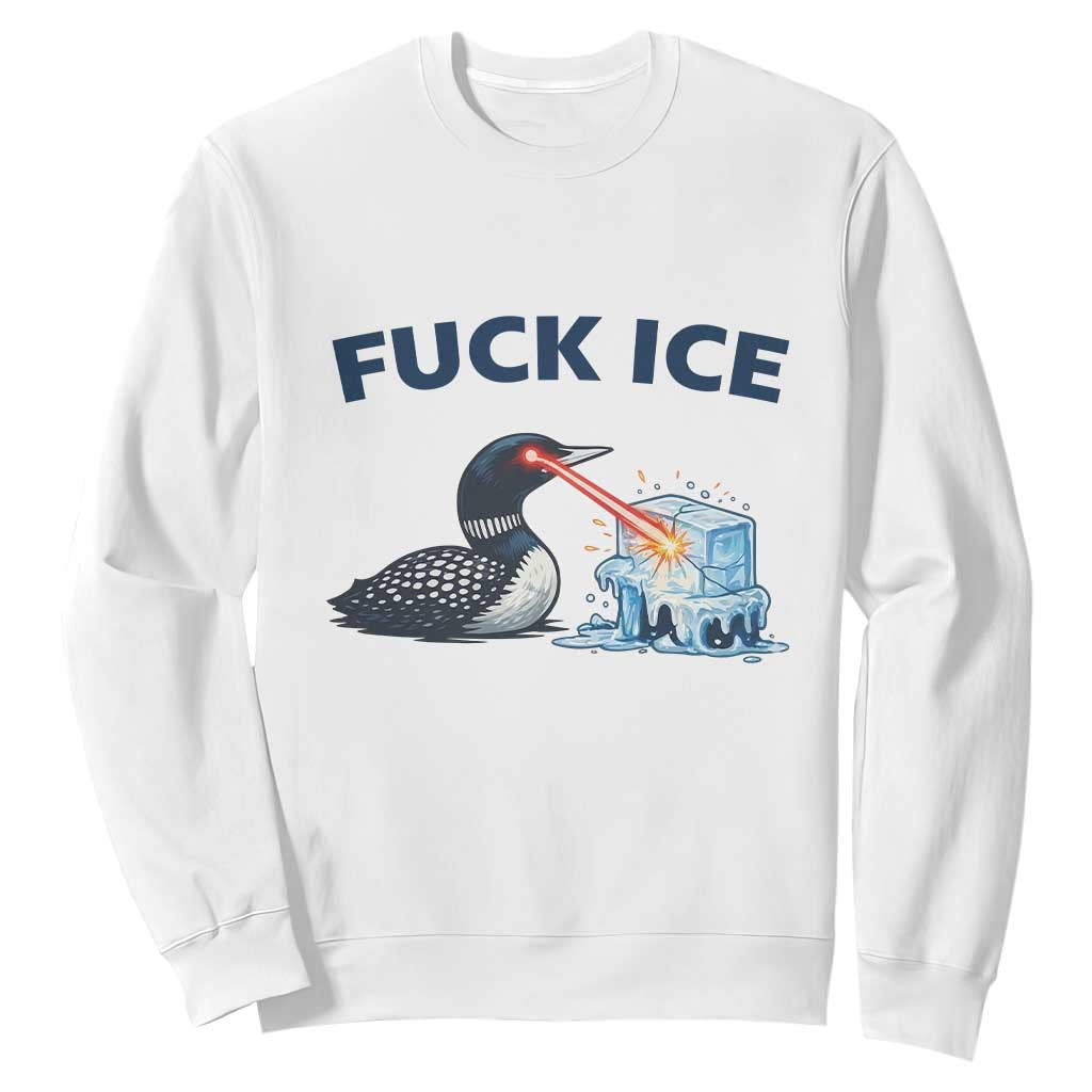 Minnesota Anti ICE Immigration Protest Ladies Sweatshirt Fuck Ice TS14 White Print Your Wear