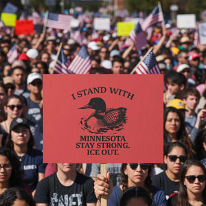 I Stand With Minnesota Protest Sign Minnesota Anti ICE Immigration Protest TS14 Horizontal 18" × 24" Red Print Your Wear