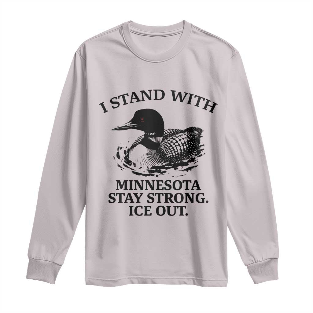 I Stand With Minnesota Long Sleeve Shirt Minnesota Anti ICE Immigration Protest TS14 Ice Gray Print Your Wear