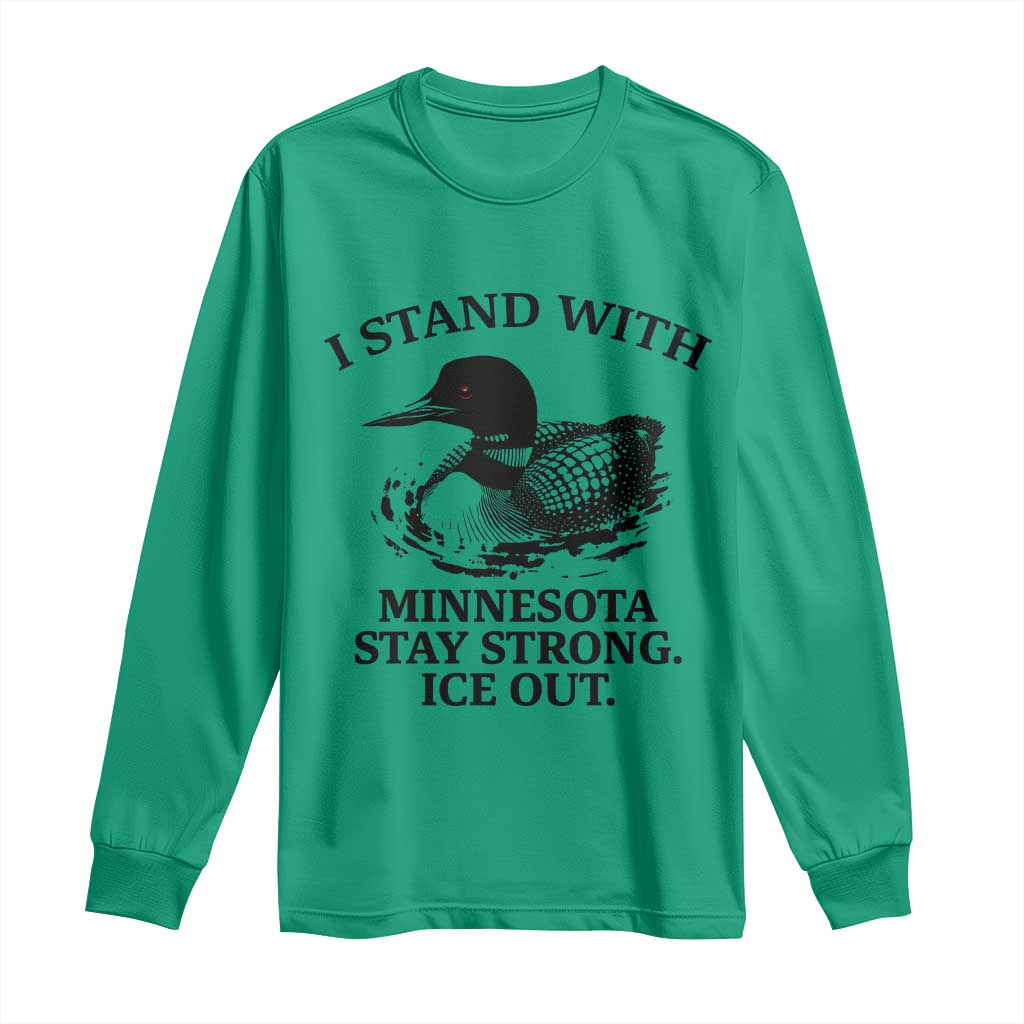 I Stand With Minnesota Long Sleeve Shirt Minnesota Anti ICE Immigration Protest TS14 Irish Green Print Your Wear