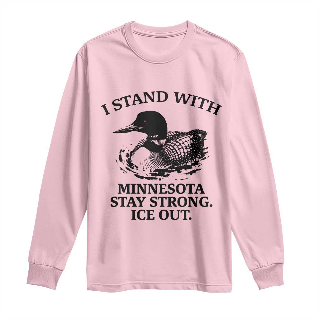 I Stand With Minnesota Long Sleeve Shirt Minnesota Anti ICE Immigration Protest TS14 Light Pink Print Your Wear