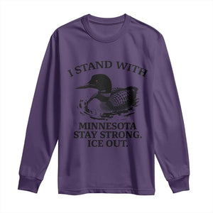I Stand With Minnesota Long Sleeve Shirt Minnesota Anti ICE Immigration Protest TS14 Purple Print Your Wear