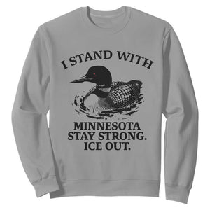 I Stand With Minnesota Sweatshirt Minnesota Anti ICE Immigration Protest TS14 Sport Gray Print Your Wear