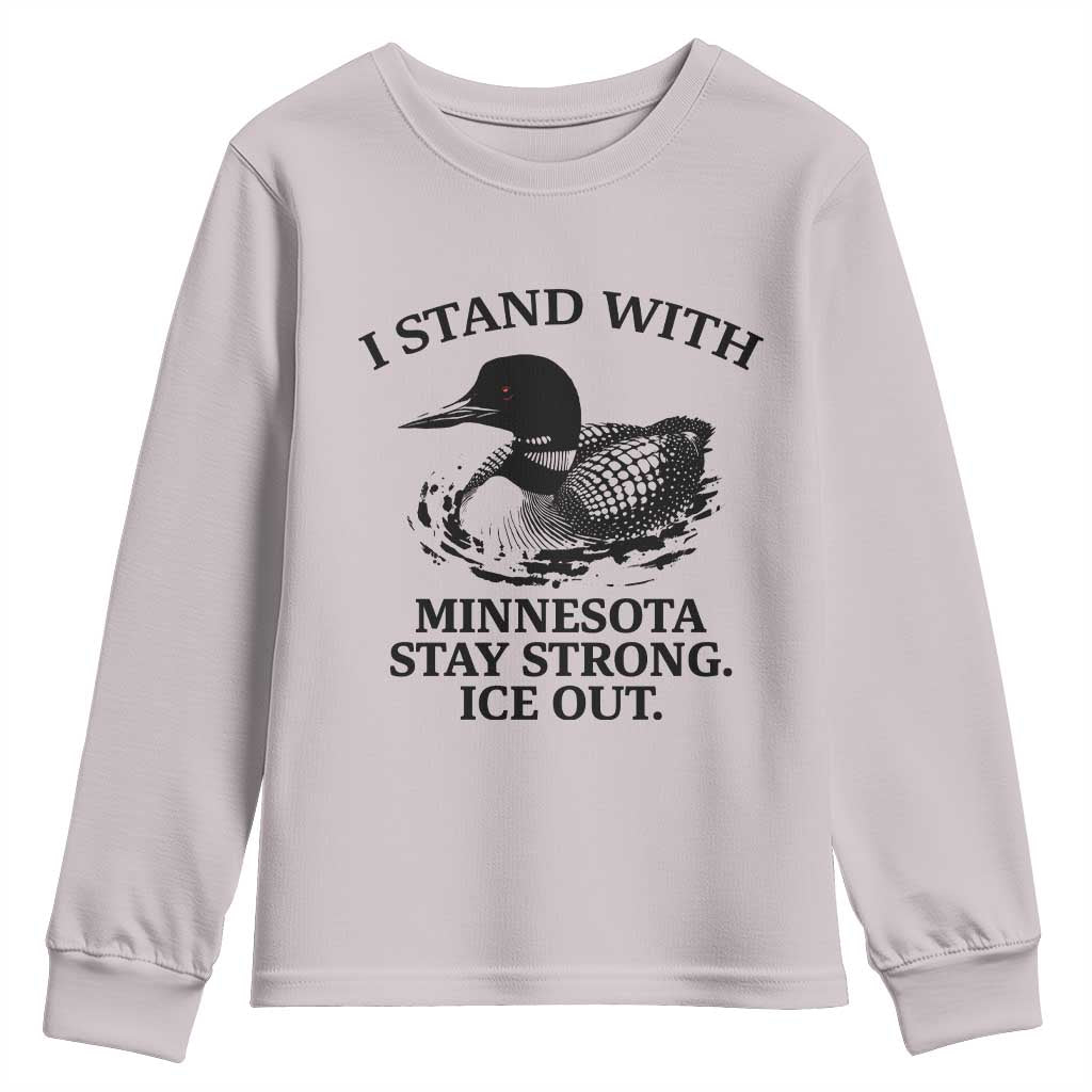 I Stand With Minnesota Youth Sweatshirt Minnesota Anti ICE Immigration Protest TS14 Ice Gray Print Your Wear