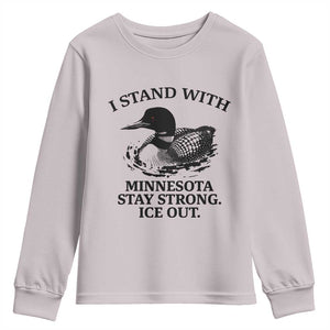 I Stand With Minnesota Youth Sweatshirt Minnesota Anti ICE Immigration Protest TS14 Ice Gray Print Your Wear