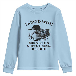 I Stand With Minnesota Youth Sweatshirt Minnesota Anti ICE Immigration Protest TS14 Light Blue Print Your Wear