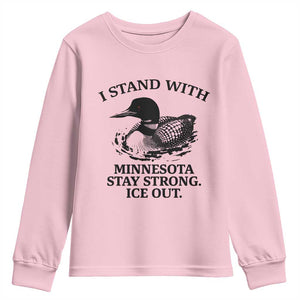 I Stand With Minnesota Youth Sweatshirt Minnesota Anti ICE Immigration Protest TS14 Light Pink Print Your Wear