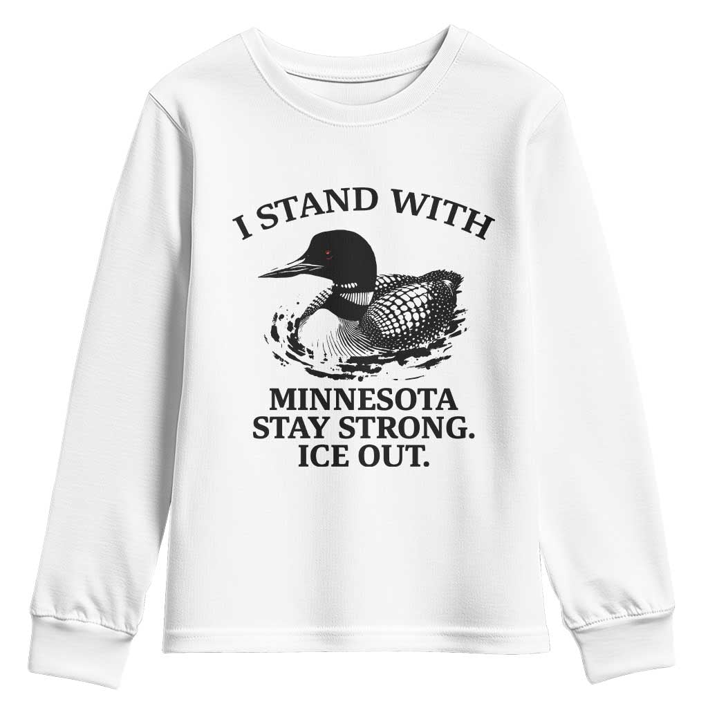 I Stand With Minnesota Youth Sweatshirt Minnesota Anti ICE Immigration Protest TS14 White Print Your Wear