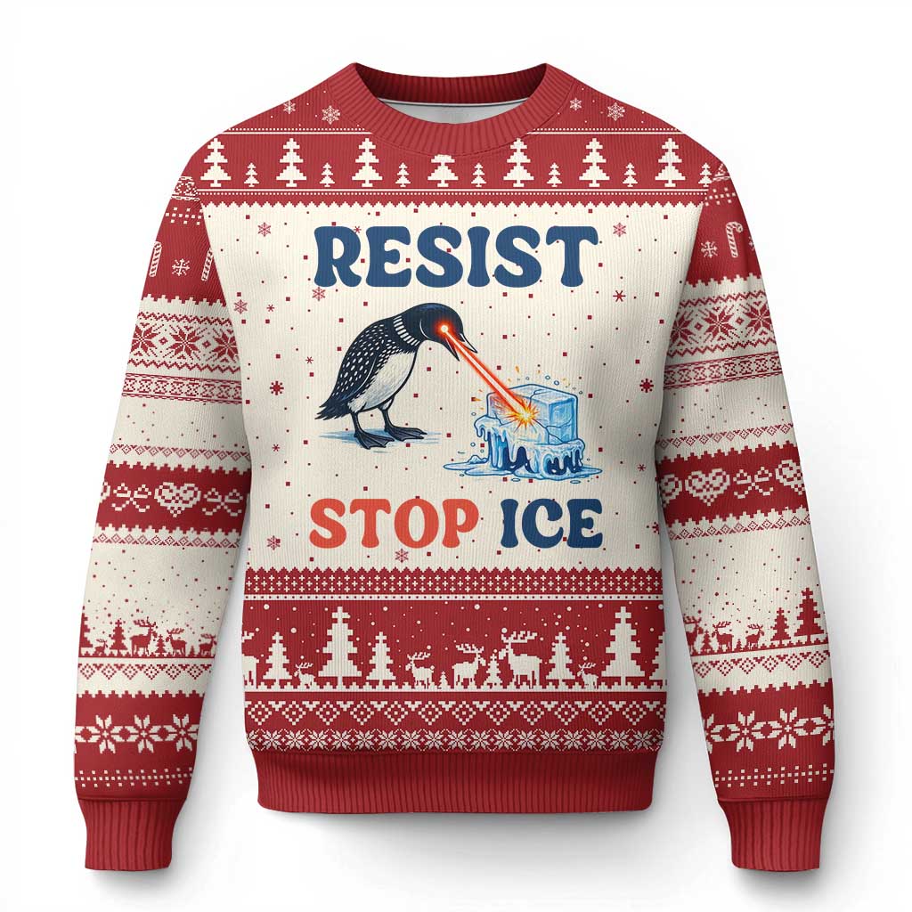 Stop ICE Ugly Christmas Sweater Minnesota Resist Anti ICE Immigration Protest TS14 Beige Red Print Your Wear