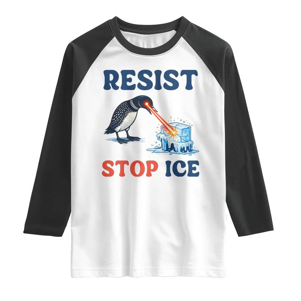 Stop ICE Raglan Shirt Minnesota Resist Anti ICE Immigration Protest TS14 White Black Print Your Wear
