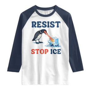 Stop ICE Raglan Shirt Minnesota Resist Anti ICE Immigration Protest TS14 White Navy Print Your Wear