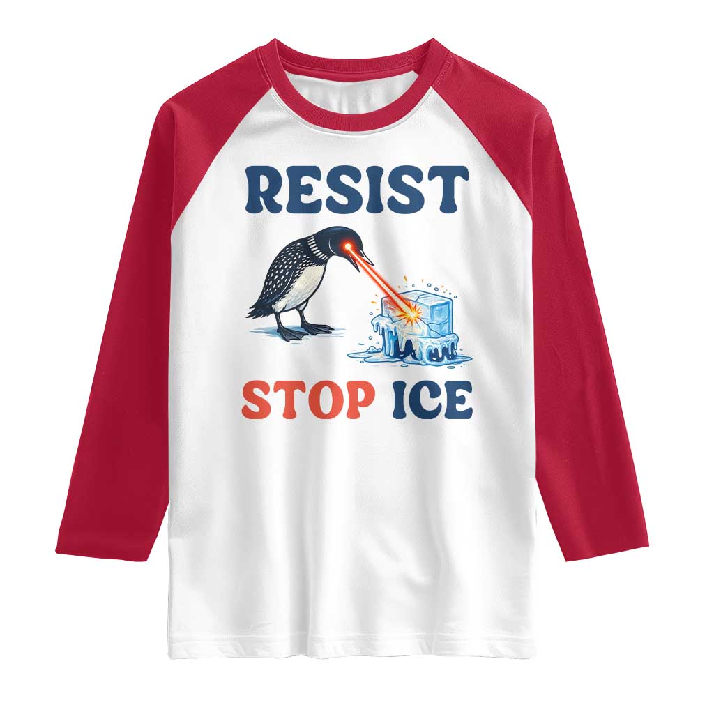 Stop ICE Raglan Shirt Minnesota Resist Anti ICE Immigration Protest TS14 White Red Print Your Wear