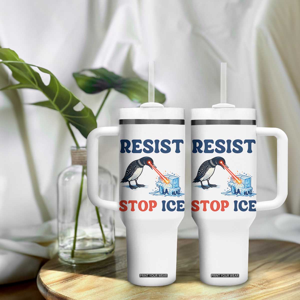 Stop ICE Tumbler With Handle Minnesota Resist Anti ICE Immigration Protest TS14 Print Your Wear