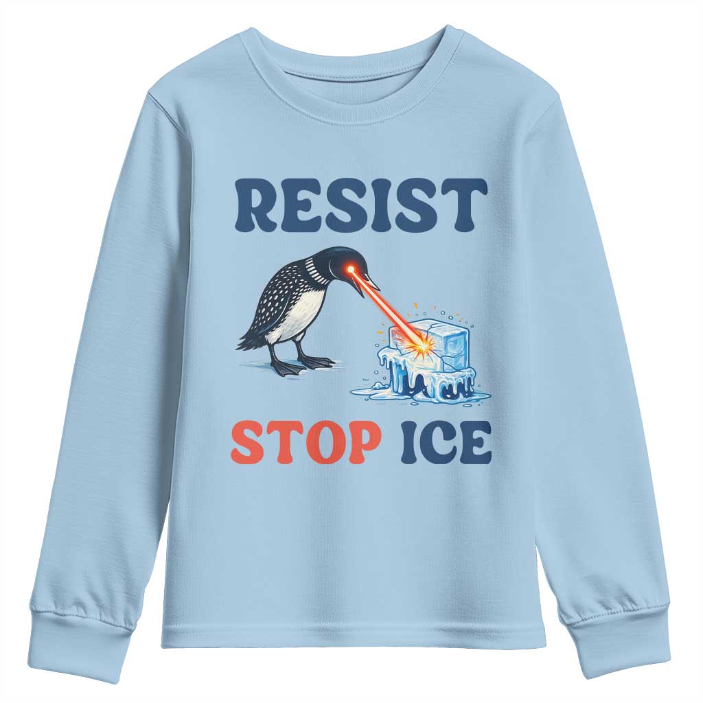 Stop ICE Youth Sweatshirt Minnesota Resist Anti ICE Immigration Protest TS14 Light Blue Print Your Wear