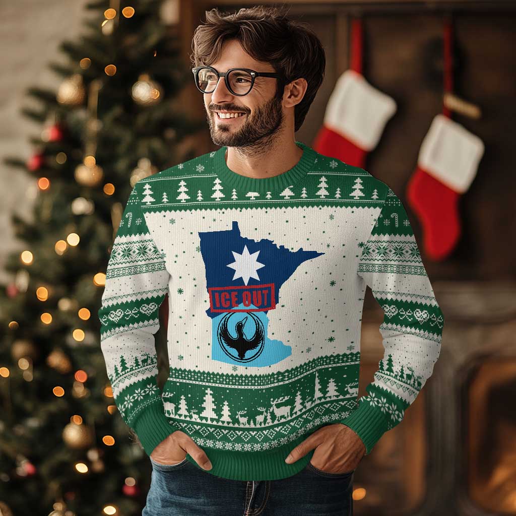 Minnesota Resist Anti ICE Immigration Protest Ugly Christmas Sweater Ice Out TS14 Beige Green Print Your Wear