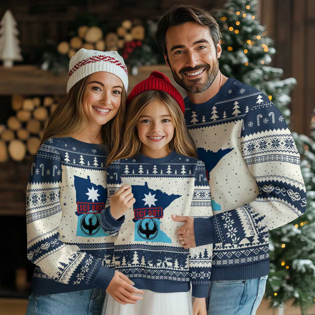 Minnesota Resist Anti ICE Immigration Protest Ugly Christmas Sweater Ice Out TS14 Beige Navy Print Your Wear