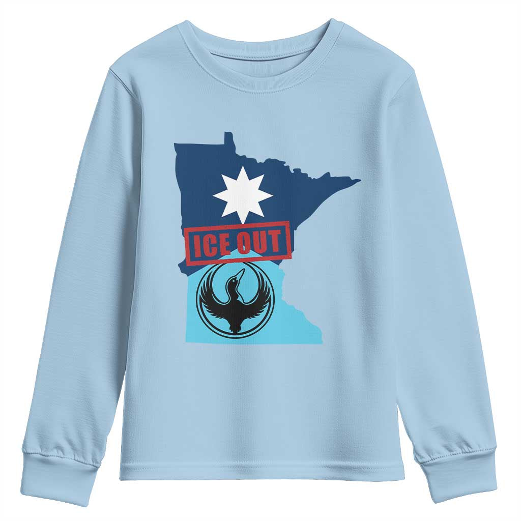 Minnesota Resist Anti ICE Immigration Protest Youth Sweatshirt Ice Out TS14 Light Blue Print Your Wear