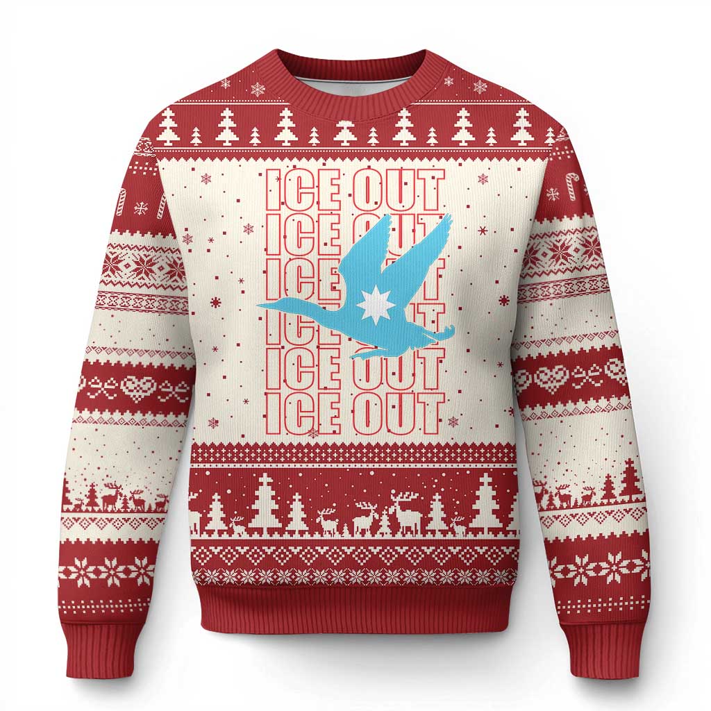 Minnesota Anti ICE Immigration Protest Ugly Christmas Sweater Ice Out TS14 Beige Red Print Your Wear
