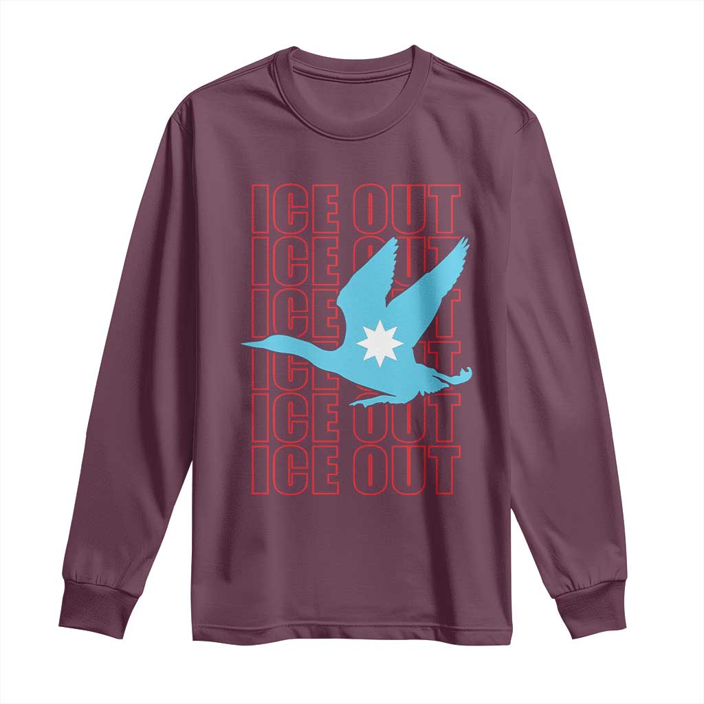 Minnesota Anti ICE Immigration Protest Long Sleeve Shirt Ice Out TS14 Maroon Print Your Wear