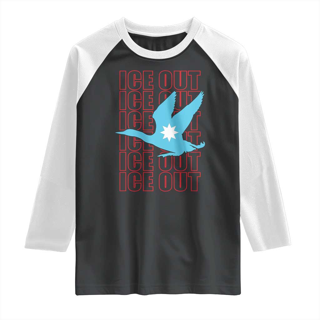 Minnesota Anti ICE Immigration Protest Raglan Shirt Ice Out TS14 Black White Print Your Wear