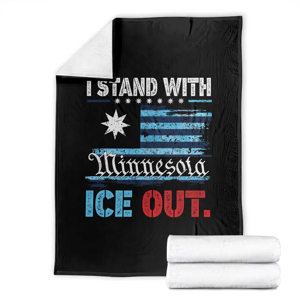 I Stand With Minnesota Throw Blanket Minnesota Flag Anti ICE Immigration Protest TS14 Black Print Your Wear