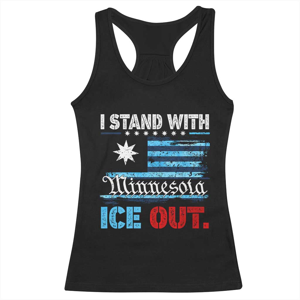 I Stand With Minnesota Racerback Tank Top Minnesota Flag Anti ICE Immigration Protest TS14 Black Print Your Wear