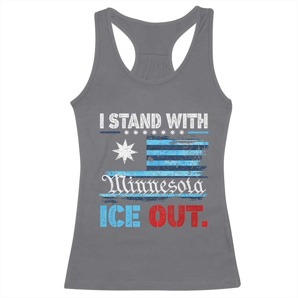 I Stand With Minnesota Racerback Tank Top Minnesota Flag Anti ICE Immigration Protest TS14 Charcoal Print Your Wear