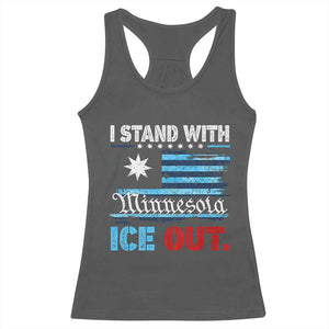 I Stand With Minnesota Racerback Tank Top Minnesota Flag Anti ICE Immigration Protest TS14 Dark Heather Print Your Wear