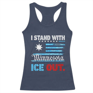 I Stand With Minnesota Racerback Tank Top Minnesota Flag Anti ICE Immigration Protest TS14 Navy Print Your Wear