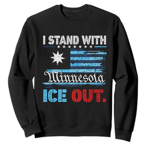 I Stand With Minnesota Sweatshirt Minnesota Flag Anti ICE Immigration Protest TS14 Black Print Your Wear
