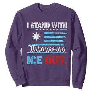 I Stand With Minnesota Sweatshirt Minnesota Flag Anti ICE Immigration Protest TS14 Purple Print Your Wear