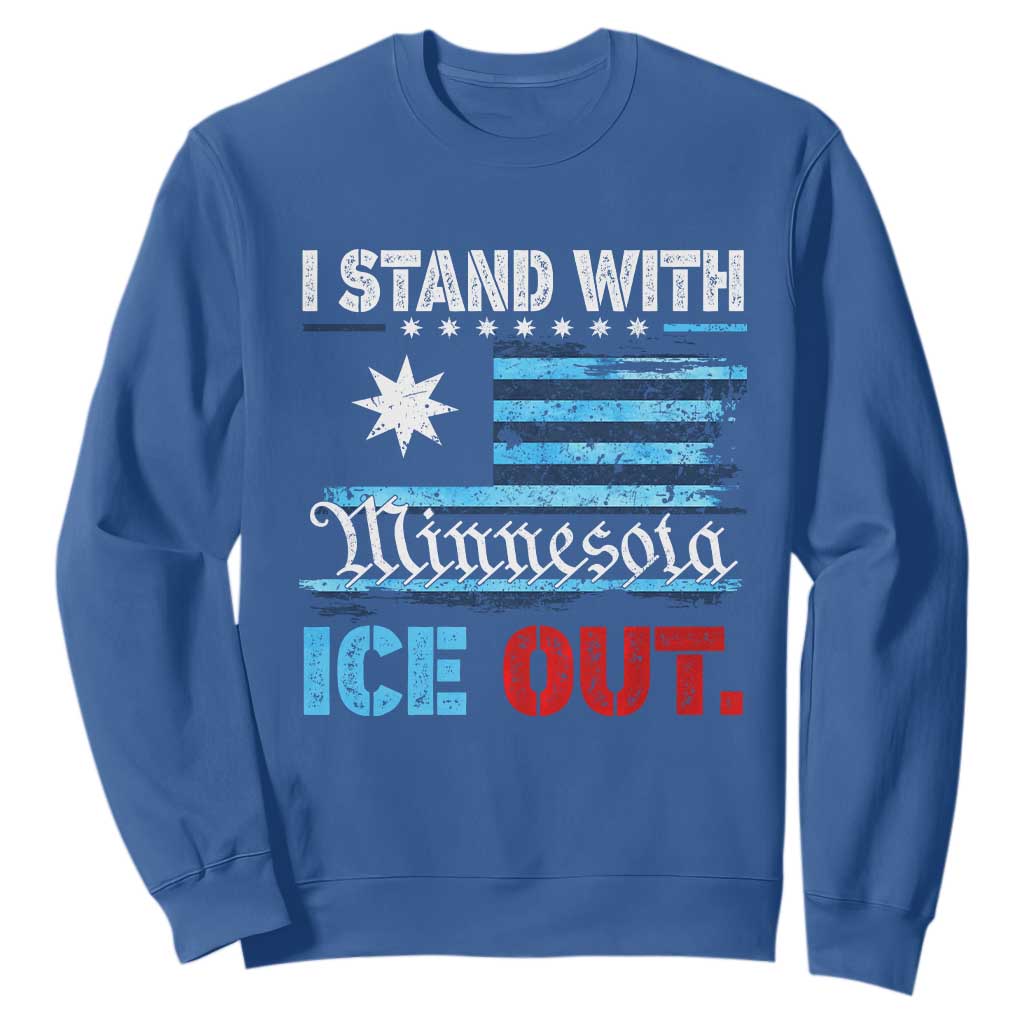 I Stand With Minnesota Sweatshirt Minnesota Flag Anti ICE Immigration Protest TS14 Royal Blue Print Your Wear