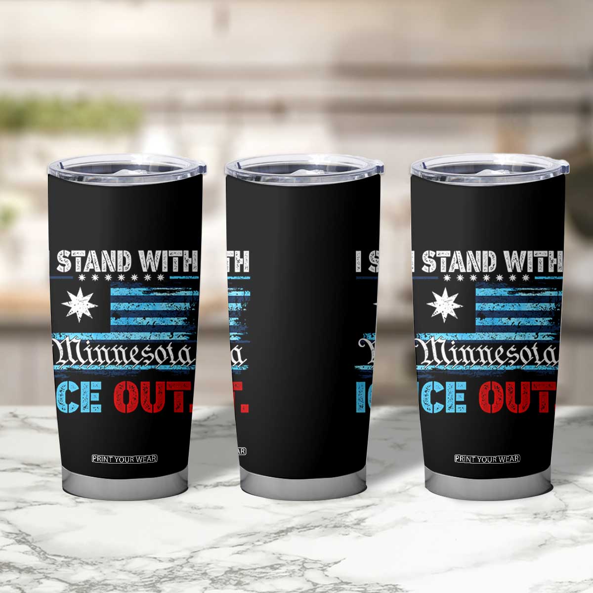 I Stand With Minnesota Tumbler Cup Minnesota Flag Anti ICE Immigration Protest TS14 Print Your Wear