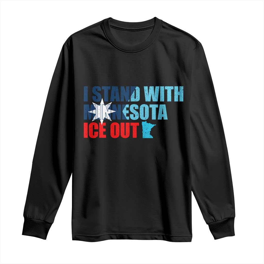 I Stand With Minnesota Long Sleeve Shirt Minnesota Resist Anti ICE Immigration Protest TS14 Black Print Your Wear