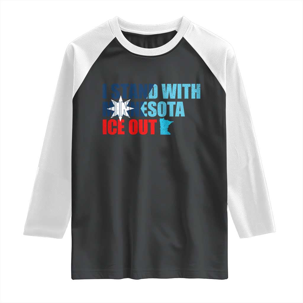 I Stand With Minnesota Raglan Shirt Minnesota Resist Anti ICE Immigration Protest TS14 Black White Print Your Wear