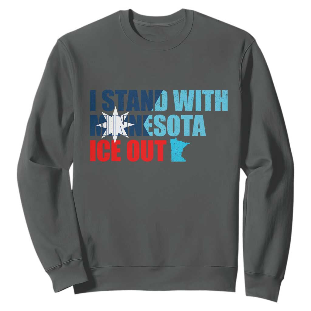 I Stand With Minnesota Sweatshirt Minnesota Resist Anti ICE Immigration Protest TS14 Dark Heather Print Your Wear