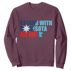 I Stand With Minnesota Sweatshirt Minnesota Resist Anti ICE Immigration Protest TS14 Maroon Print Your Wear