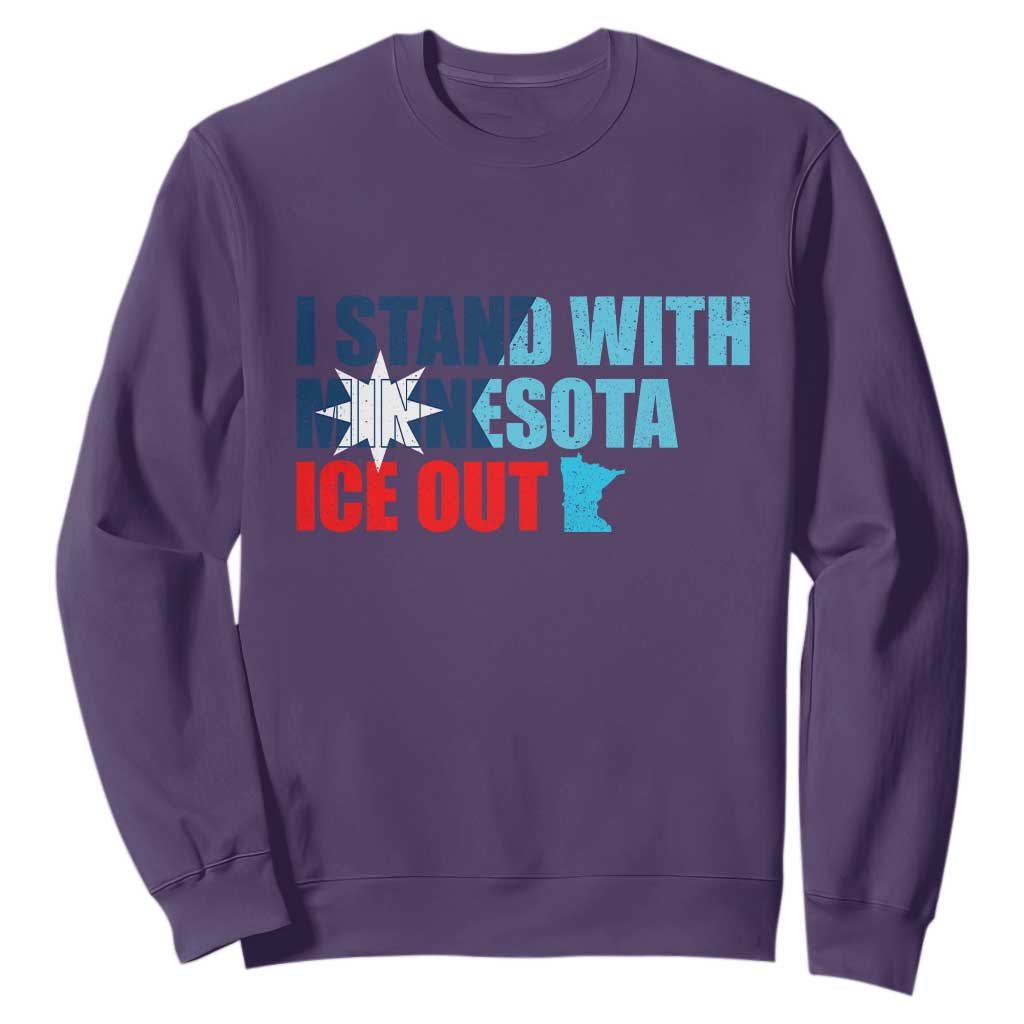 I Stand With Minnesota Sweatshirt Minnesota Resist Anti ICE Immigration Protest TS14 Purple Print Your Wear