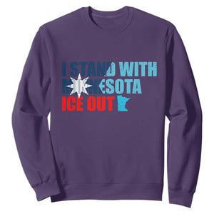I Stand With Minnesota Sweatshirt Minnesota Resist Anti ICE Immigration Protest TS14 Purple Print Your Wear