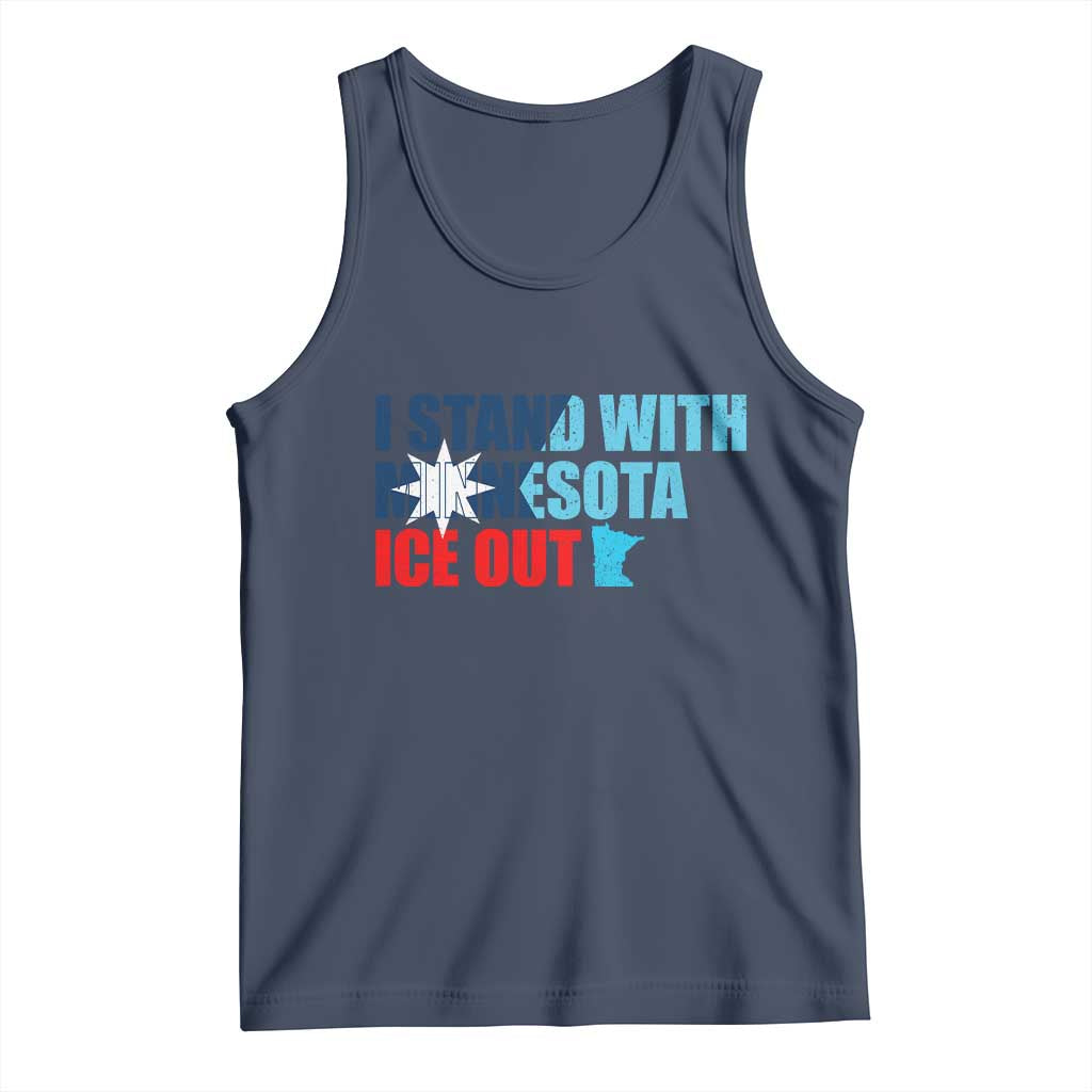 I Stand With Minnesota Tank Top Minnesota Resist Anti ICE Immigration Protest TS14 Navy Print Your Wear
