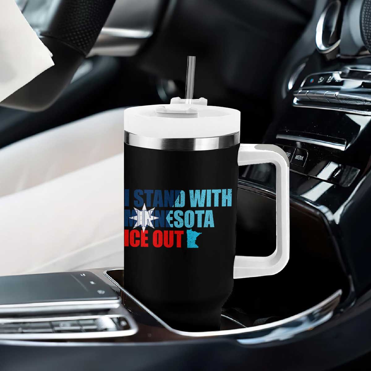 I Stand With Minnesota Tumbler With Handle Minnesota Resist Anti ICE Immigration Protest TS14 Print Your Wear