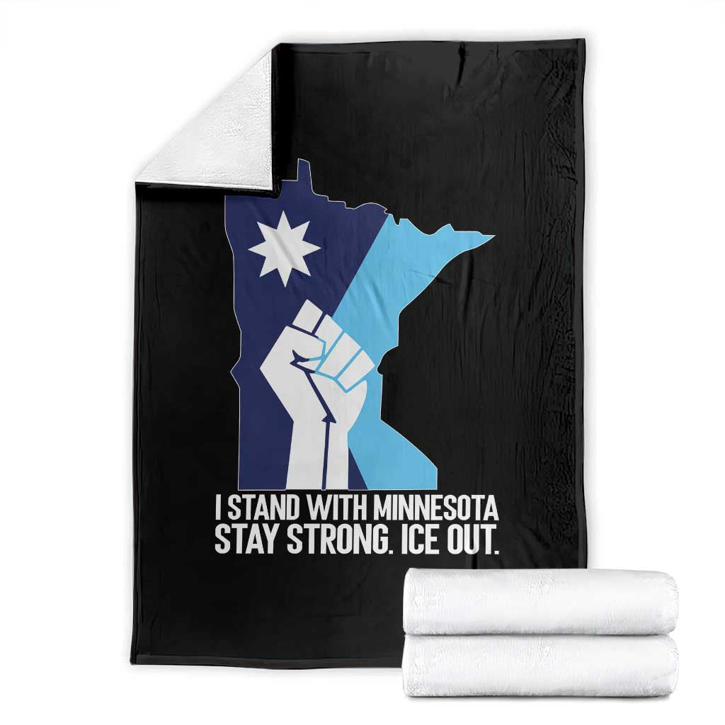 I Stand With Minnesota Throw Blanket Minnesota Flag Anti ICE Immigration Protest Resist TS14 Black Print Your Wear