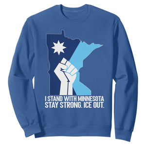 I Stand With Minnesota Sweatshirt Minnesota Flag Anti ICE Immigration Protest Resist TS14 Royal Blue Print Your Wear