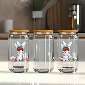 Funny Easter Bunny Wearing Hat American Glass Can TS14 Print Your Wear