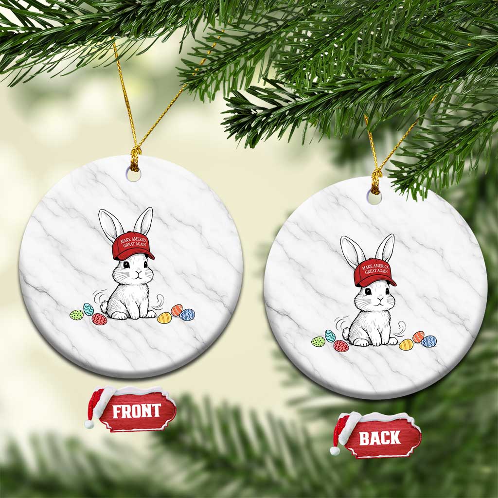 Funny Easter Bunny Wearing Hat American Ceramic Ornament TS14 1pc White Marble Print Your Wear