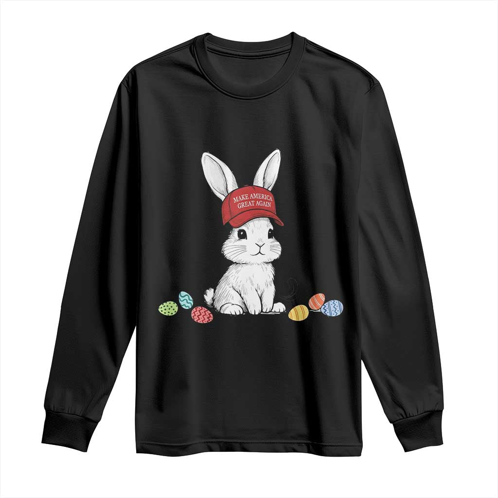Funny Easter Bunny Wearing Hat American Long Sleeve Shirt TS14 Black Print Your Wear