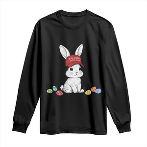 Funny Easter Bunny Wearing Hat American Long Sleeve Shirt TS14 Black Print Your Wear
