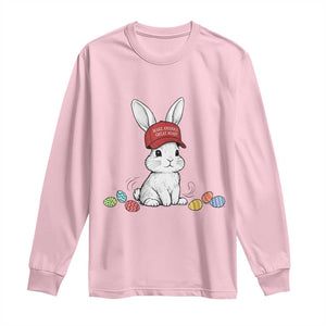 Funny Easter Bunny Wearing Hat American Long Sleeve Shirt TS14 Light Pink Print Your Wear