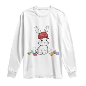 Funny Easter Bunny Wearing Hat American Long Sleeve Shirt TS14 White Print Your Wear